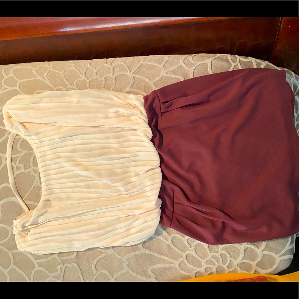 Creamy beige and plum Lush mini dress